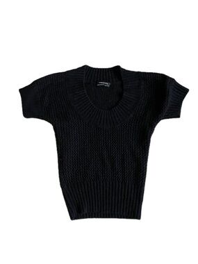 Club Monaco Black Short-Sleeve Scoop-Neck Knit Sweater